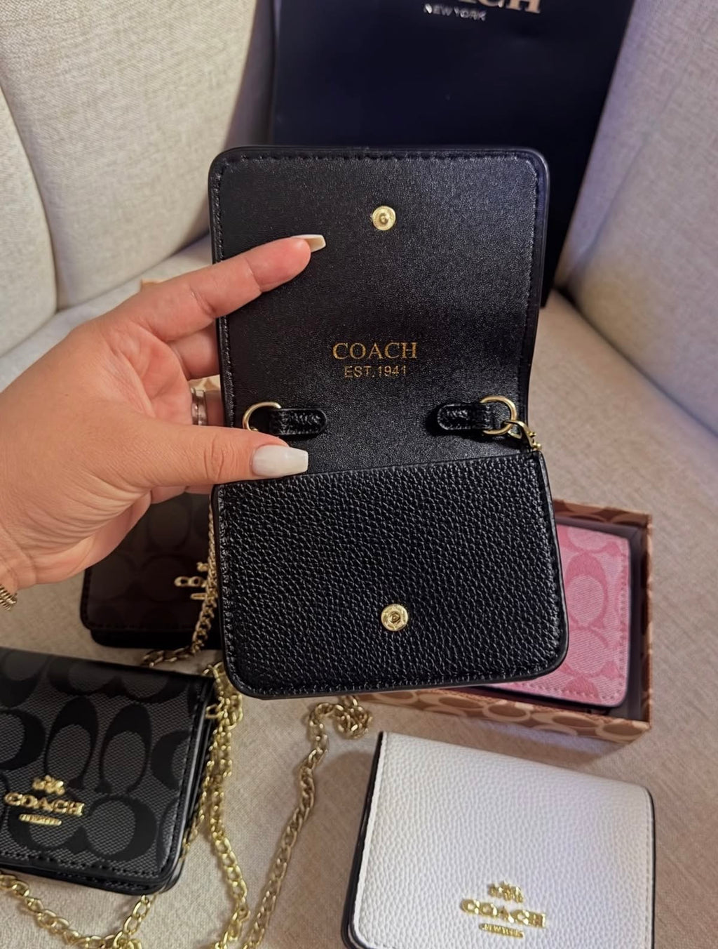 Coach Wallet with chain in black