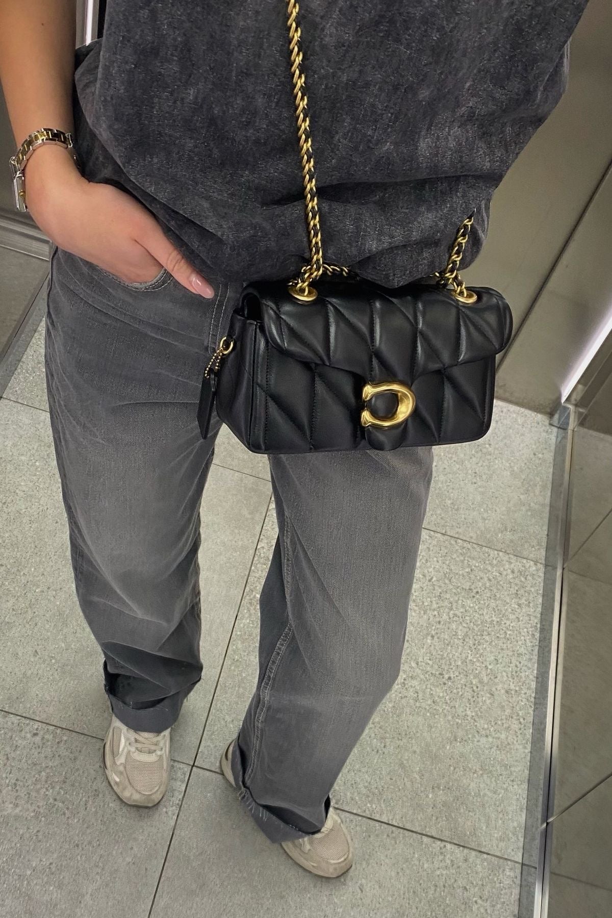 Coach Tabby Shoulder Bag 20 With Quilting  - Black