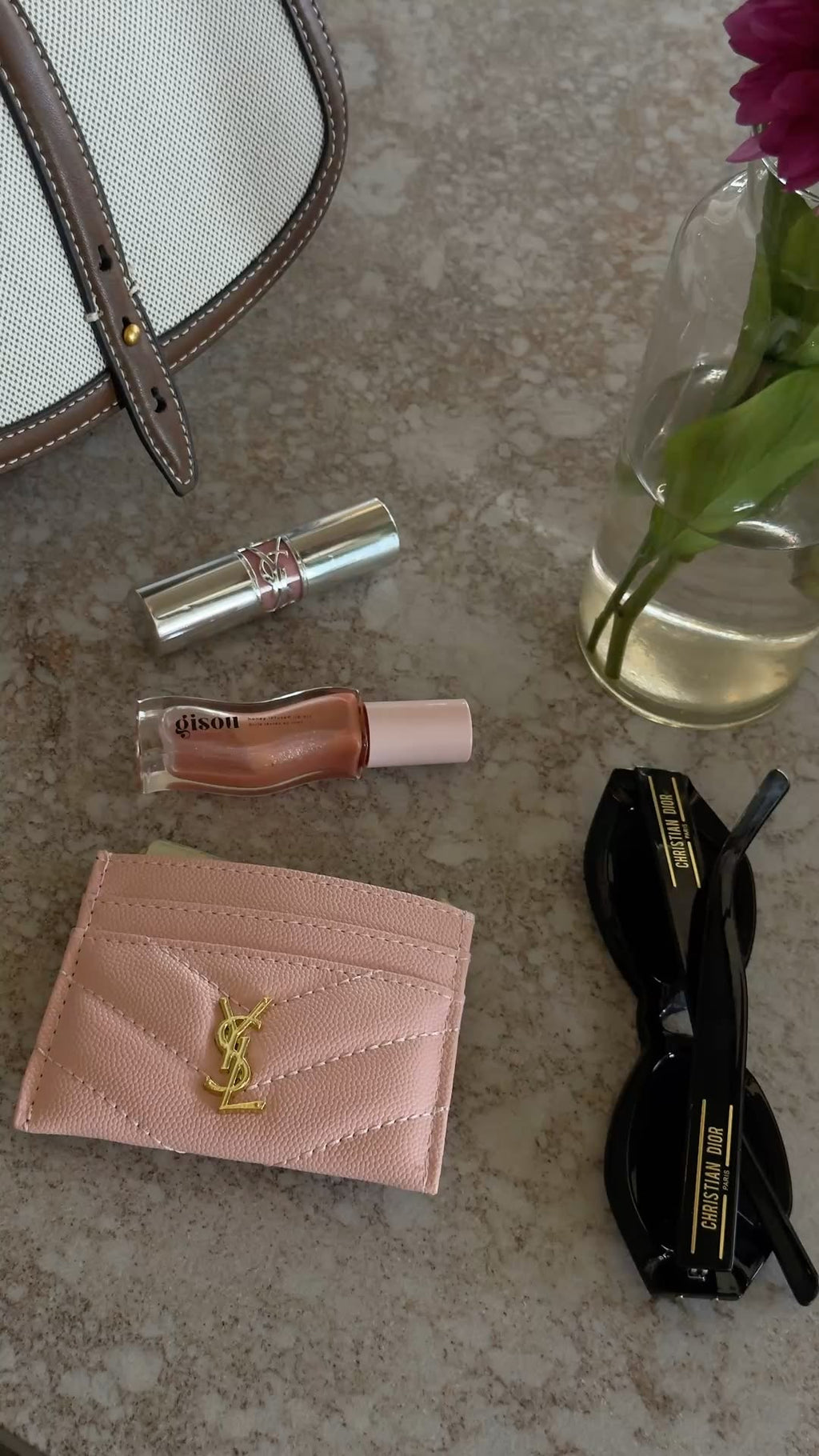 YSL Card Holder - Pink