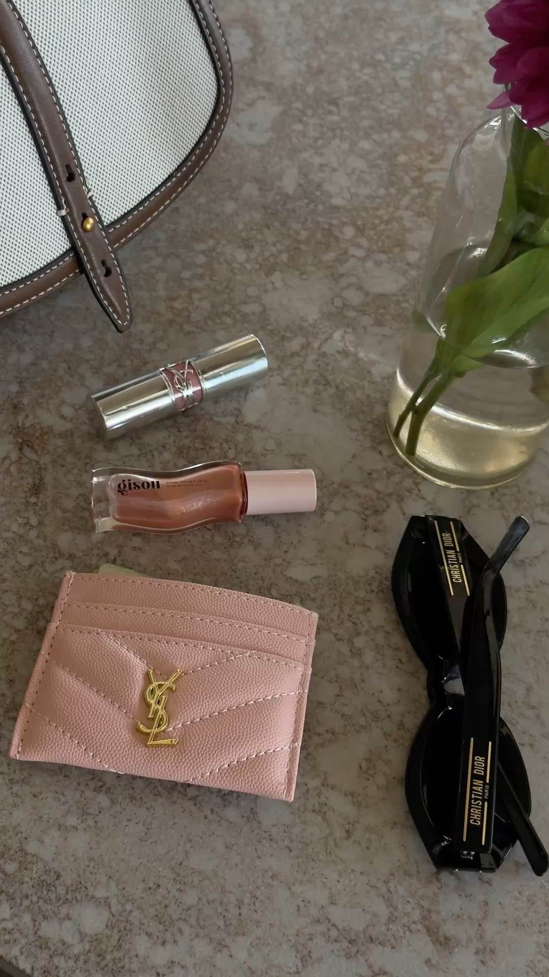 YSL Card Holder - Pink