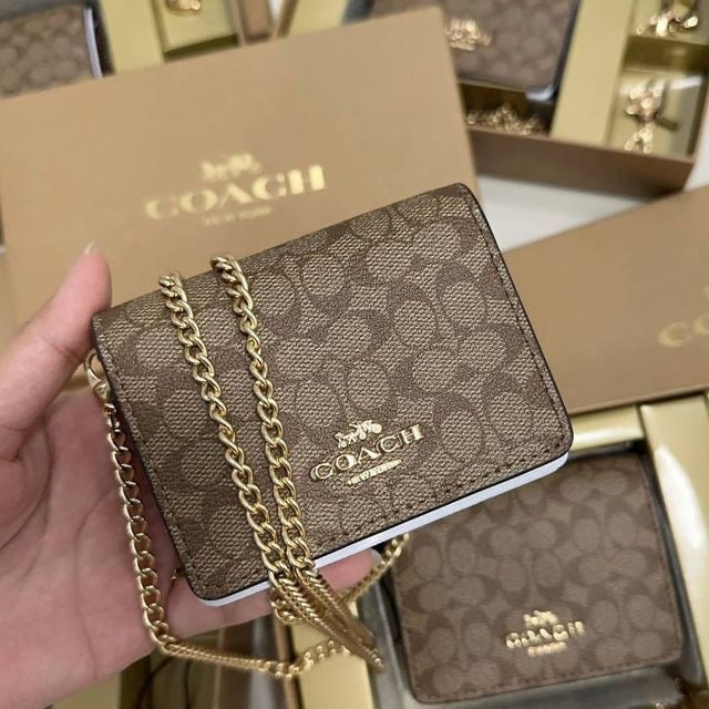 Coach Wallet with chain in brown