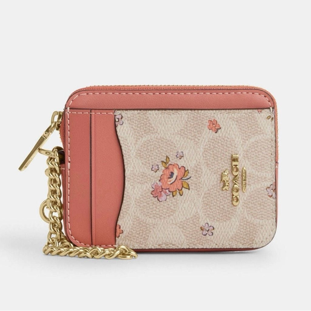 Coach Zip Card Case in Peach