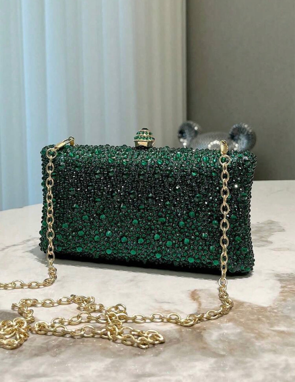 Green Rhinestone Clutch
