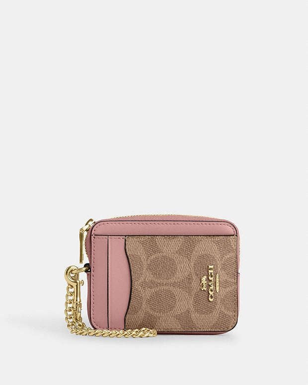 Coach Zip Card Case in Pink